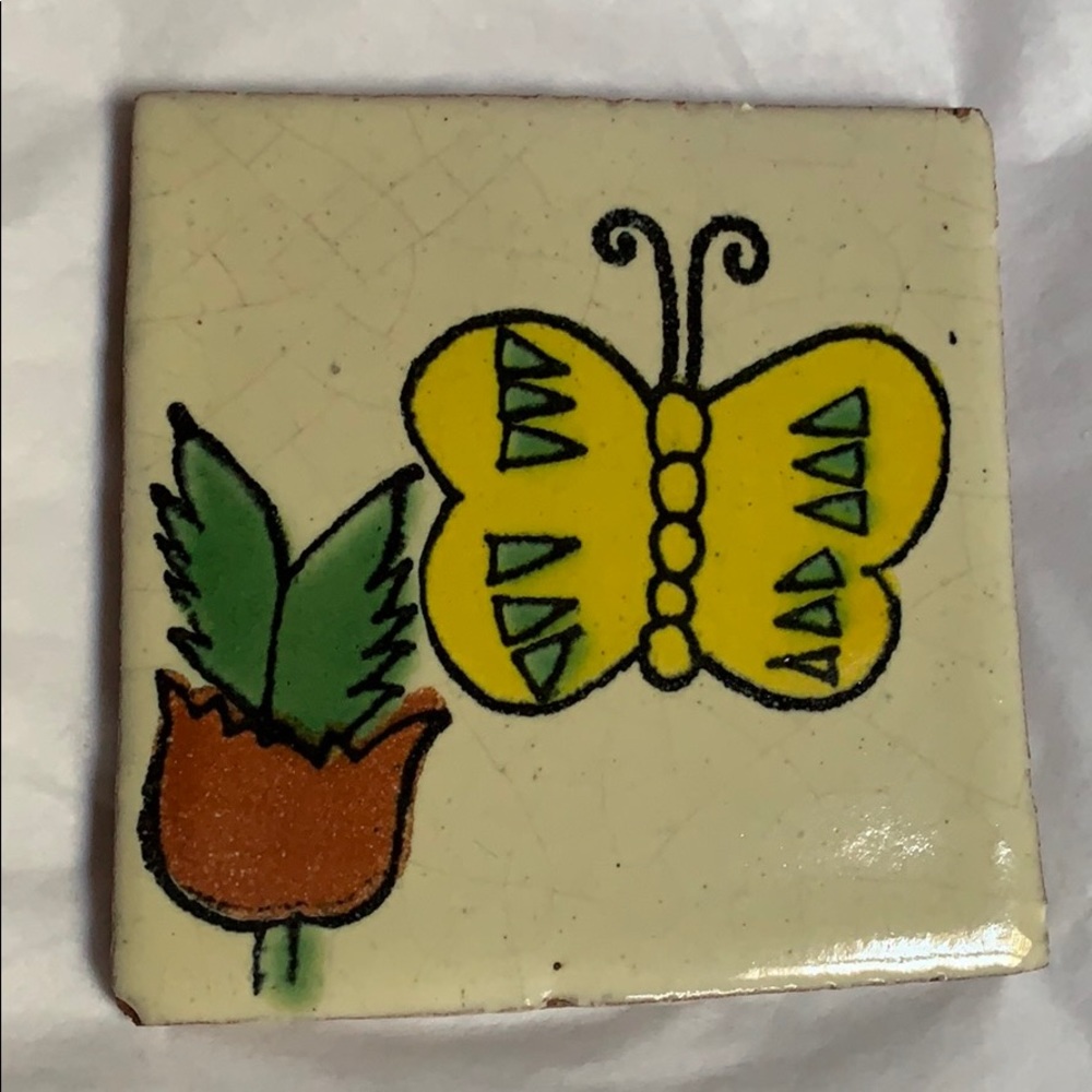 Ceramic Tile Butterfly 🦋 flower 🌹 Mexican decor